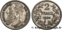 BELGIUM 2 Frank (Francs) Léopold II légende flamande 1904  VF 
