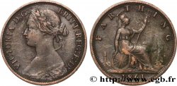 UNITED KINGDOM 1 Farthing Victoria “Bun Head” 1861  VF 