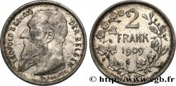 BELGIQUE 2 Frank (Francs) Léopold II légende flamande 1909  TTB 