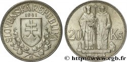 SLOVAQUIE 20 Korun St Cyril et St Méthode variété avec croix à simple barre 1941 