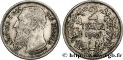 BELGIUM 2 Frank (Francs) Léopold II légende flamande 1909 
