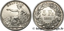 SUISSE - CONFEDERATION 5 Francs Helvetia assise 1851 Paris