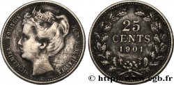 NETHERLANDS 25 Cents Wilhelmine 1901 Utrecht