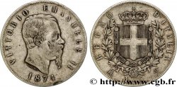 ITALIE 5 Lire Victor Emmanuel II 1874 Milan