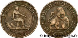 SPAIN 2 Centimos monnayage provisoire 1870 Oeschger Mesdach & CO