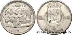 BELGIQUE 100 Francs portraits des quatre rois de Belgique, légende française 1950 