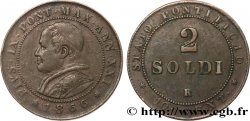 VATICAN - PIUS IX (Giovanni Maria Mastai Ferretti) 2 Soldi an XXI 1866 Rome