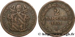 VATICAN AND PAPAL STATES 2 Baiocchi Pie IX an VI 1851 Rome