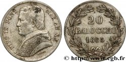 VATICAN ET ÉTATS PONTIFICAUX 20 Baiocchi Pie IX an XX 1865 Rome