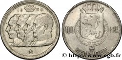 BELGIQUE 100 Francs portraits des quatre rois de Belgique, légende française 1950 