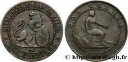 SPANIEN 2 Centimos monnayage provisoire 1870 Oeschger Mesdach & CO fSS 