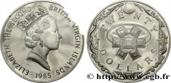 BRITISCHE JUNGFERNINSELN 20 Dollars Proof Elisabeth II / bague avec émeraudes 1985 