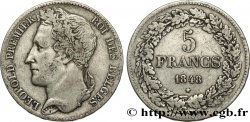 BELGIEN 5 Francs Léopold Ier tête laurée 1848 