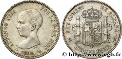SPAIN 1 Peseta Alphonse XIII, 1er type 1891 Madrid AU 