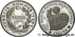 TURKEY 20.000 Lira Proof Coupe du Monde de football Italie 1990 1990  MS 