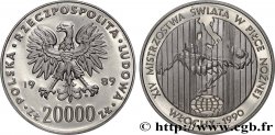 POLEN 20000 Zlotych Proba Proof Coupe du Monde de football Italie 1988 1989 Varsovie fST 