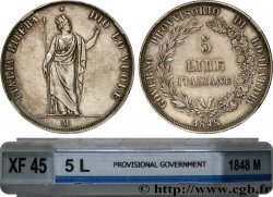 ITALIE - LOMBARDIE 5 Lire Gouvernement provisoire de Lombardie 1848 Milan