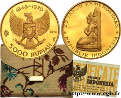 INDONESIEN 5000 Rupiah Proof 25e anniversaire de L’indépendance 1970 