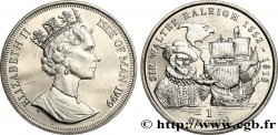 ISOLA DI MAN 1 Crown Proof Sir Walter Raleigh 1999 Pobjoy Mint