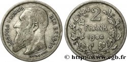 BELGIQUE 2 Frank (Francs) Léopold II légende flamande 1904 