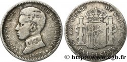 ESPAGNE 1 Peseta Alphonse XIII 4e type de buste 1903 Madrid