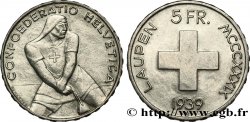 SVIZZERA  5 Francs 600e anniversaire de la bataille de Laupen 1939 Berne SPL 