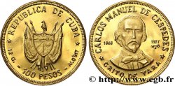 CUBA 100 Pesos Proof Carlos Manuel de Cespedes 1977 