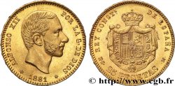 SPAGNA 25 Pesetas Alphonse XII 1881 Madrid MS 