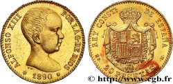 ESPAGNE 20 Pesetas Alphonse XIII 1890 Madrid SUP/SPL 