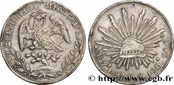 MEXICO 8 Reales Aigle / bonnet phrygien sur soleil avec contremarques 1894 Zacatecas Zs AU 
