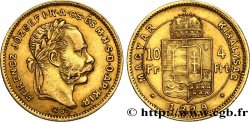 HUNGRíA 10 Francs or ou 4 Forint, 1er type François-Joseph Ier 1879 Kremnitz