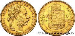 HUNGARY 20 Francs or ou 8 Forint François-Joseph Ier 1890 Kremnitz