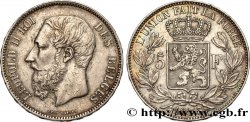 BELGIQUE 5 Francs Léopold II 1873 
