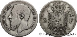 BELGIQUE 2 Francs Léopold II légende française 1867 