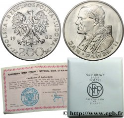 POLAND 200 Zlotych Proof visite du pape Jean-Paul II 1982 