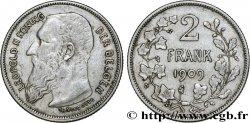 BELGIQUE 2 Frank (Francs) Léopold II légende flamande 1909 