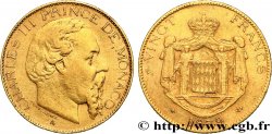 MONACO 20 Francs or Charles III 1879 Paris VF 