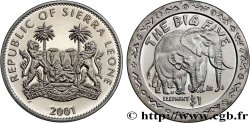 SIERRA LEONE 1 Dollar Proof Éléphant 2001 Pobjoy Mint