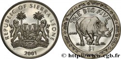 SIERRA LEONE 1 Dollar Proof Rhinocéros 2001 Pobjoy Mint