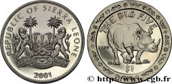 SIERRA LEONE 1 Dollar Proof Rhinocéros 2001 Pobjoy Mint