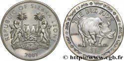 SIERRA LEONE 1 Dollar Proof Rhinocéros 2001 Pobjoy Mint