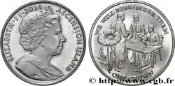 ASCENSION ISLAND 1 Crown Centenaire de la Première Guerre Mondiale - Cimetière de la Somme 2014 Pobjoy Mint