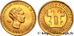 LUXEMBURG Médaille en or Grande-Duchesse Charlottte, module de 20 Francs or 1963 Bruxelles