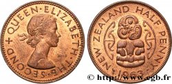NEW ZEALAND 1/2 Penny Elisabeth II / pendentif maori Hei Tiki 1963  MS 