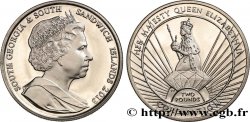 ISLAS GEORGIAS DEL SUR Y SANSWICH DEL SUR 2 Pounds (2 Livres) Proof Jubilé de diamant de la reine Élisabeth II 2013 Pobjoy Mint