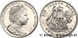 SOUTH GEORGIA AND SOUTH SANDWICH ISLANDS 2 Pounds (2 Livres) Proof Sir Joseph Banks 2001 Pobjoy Mint