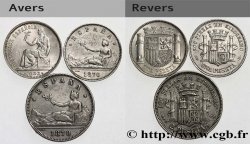 ESPAÑA Lot de trois monnaies Première et Seconde Républiques 1870-1933 Madrid