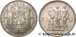 TCHÉCOSLOVAQUIE 20 Korun Industrie, Agriculture et Commerce 1933  TTB+/TTB 