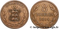 GUERNESEY 8 Doubles armes du baillage de Guernesey 1864 Heaton TTB 