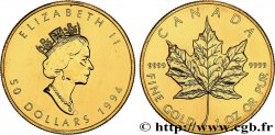 OR D INVESTISSEMENT 50 Dollars  Maple Leaf  Elisabeth II 1994 